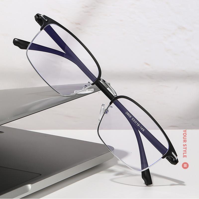Ultra Light Small Frame Elderly Glasses Business Half Frame Anti Blue Light Presbyopia Glasses High-Definition Far Sight Glasses