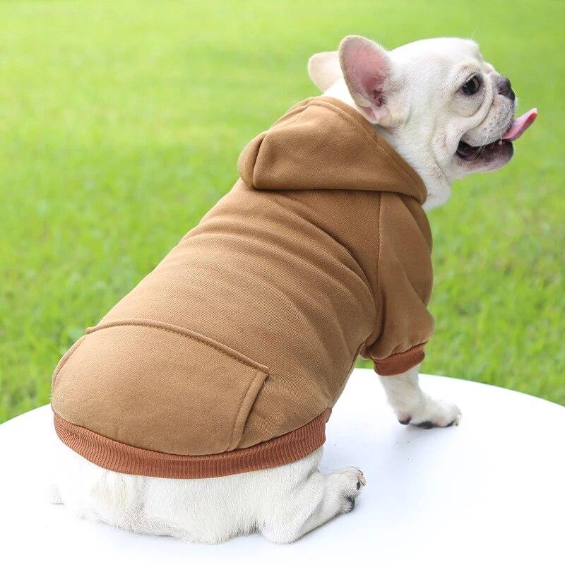 Modische Hundebekleidung Herbst und Winter Kleine Haustierkleidung Verdickend Warm Einfarbig Zweibeinig Kapuzenpullover Lässige Haustierprodukte