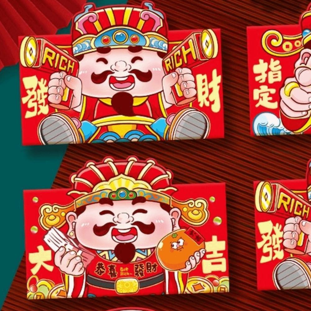 6pcs Chinese 2026 New Year Red Envelope Glitter Frosted Cartoon Horse Year Money Envelope Blessing Thickened Money Bag