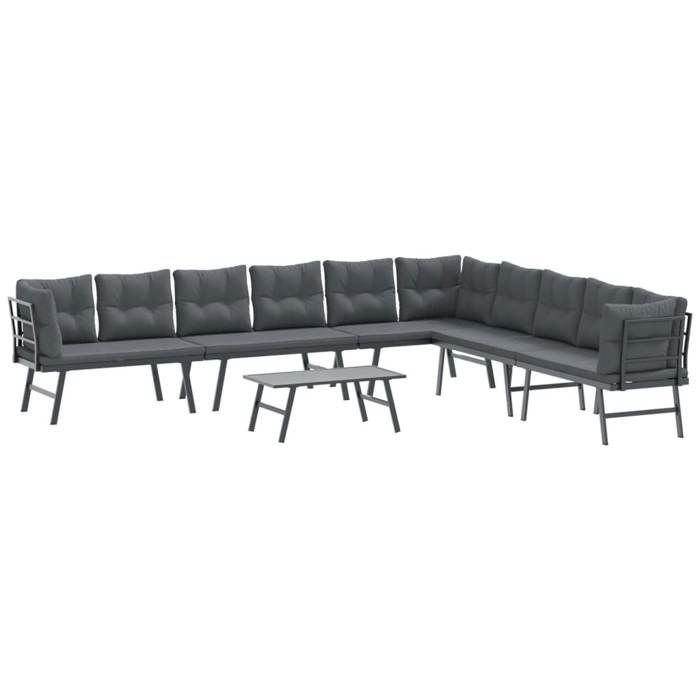 VidaXL Ensemble de bancs de jardin avec coussins 5 pcs noir, ensemble de meubles d’extérieur, ensemble de pique-nique de 3283712