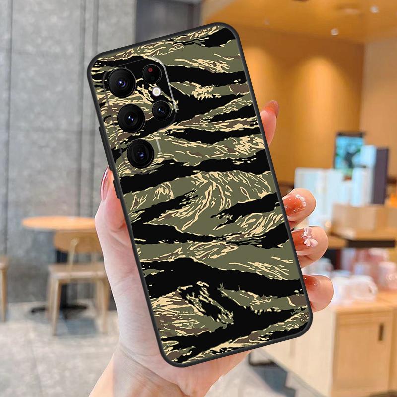 

Humor Tiger Stripe Camo Camouflage Phone Case For Samsung Galaxy S25 S24 S23 S22 S20 S21 Ultra S9 S10 Plus S25 FE Back Cover Galaxy S25