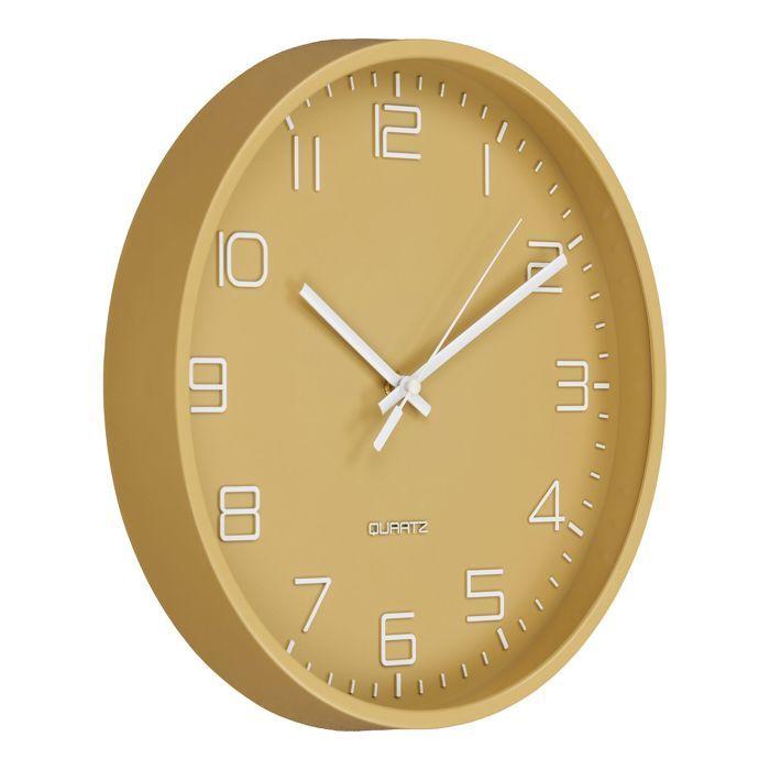 Rosolini horloge murale silencieuse Ø30cm ocre.