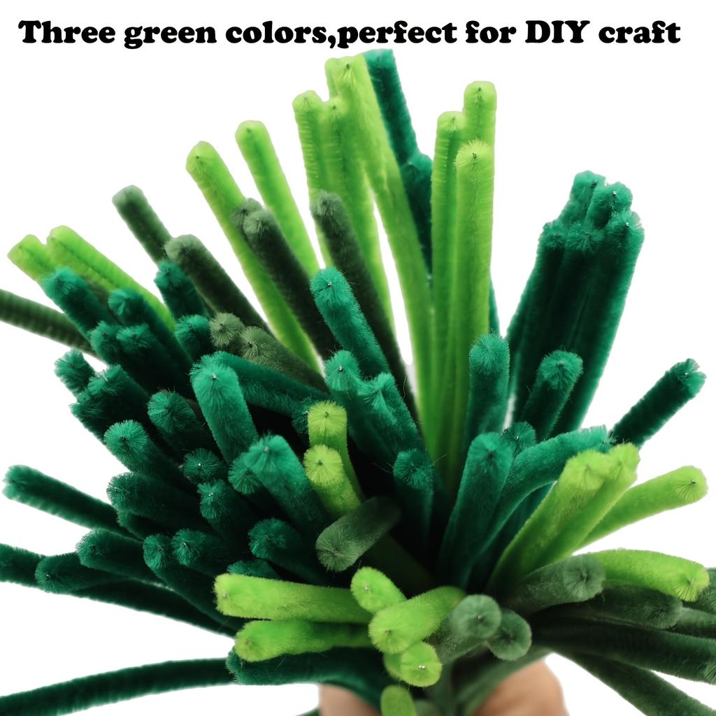 100 ks DIY Kreativní kroucená tyč Zelený čistič dýmek Řemeslo, Silný Nadýchaný Vhodný pro DIY Řemeslné projekty Dekorace vánočního stromku