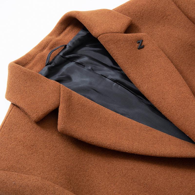 Mittellanger Wollmantel für Herren: Herbst/Winter Mode, Bügelfrei, Baumwollwattiert, Verdickte Jacke.