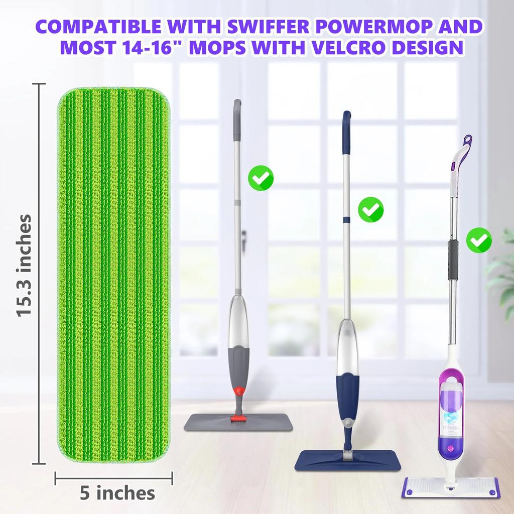 Reusable Mop Pads Compatible with Swiffer PowerMop,Washable Reusable Floor Mopping Refills