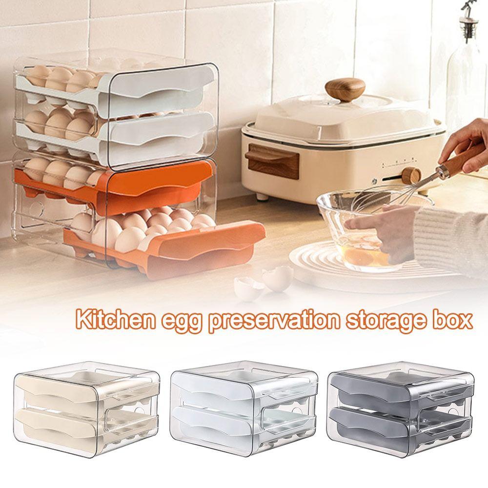 Sliding Drawer Egg Storage Box Transparent Egg Container New Fridge Egg Organizer