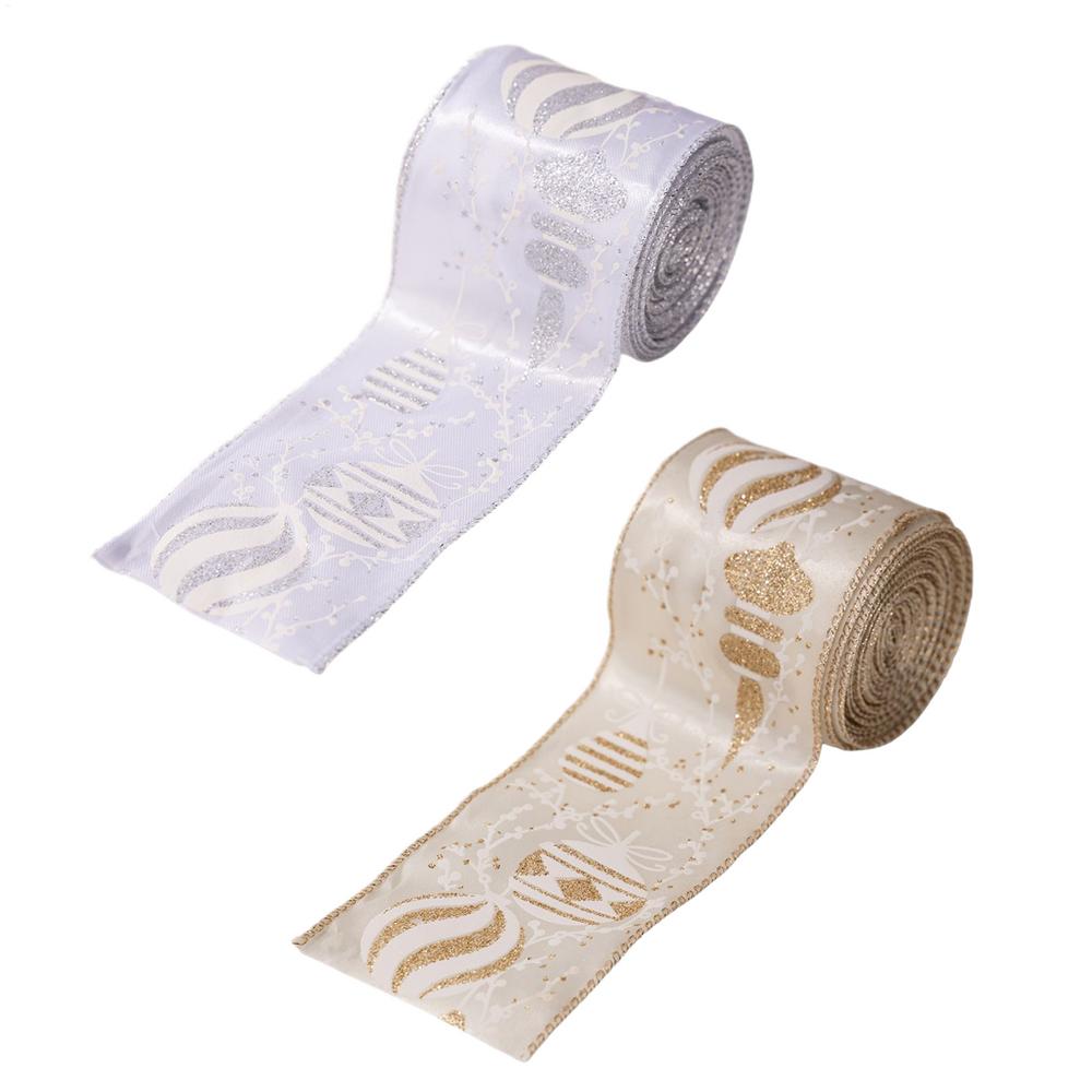 

2 Rolls Christmas Decoration Ribbon DIY Wreath Bow Ribbon Christmas Tree Top Decoration Bows Crafts Gift Wrapping Ribbon L