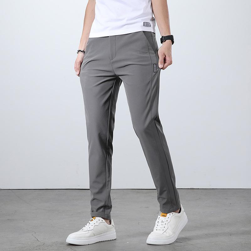 Sommer-Leicht-Freizeithose für Herren mit elastischem Bund Leicht gerader Schnitt Ultra-dünner Eis-Seidenstoff