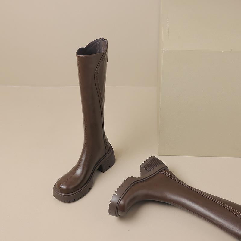British Style Thick Heel Thick-soled Tall Knight Boots Women's 2025 Autumn and Winter New Versatile and Thin Knight Boots