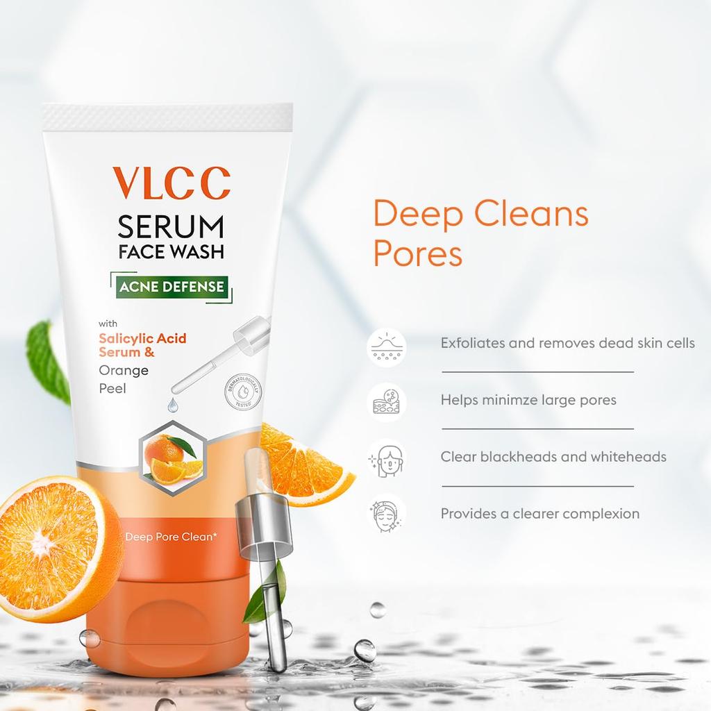VLCC Salicylic Acid And Orange Peel Facewash Set With Hyaluronic Acid Aloe Vera Cleanser For Daily Deep Pore Care 150 Ml Pack Of 2