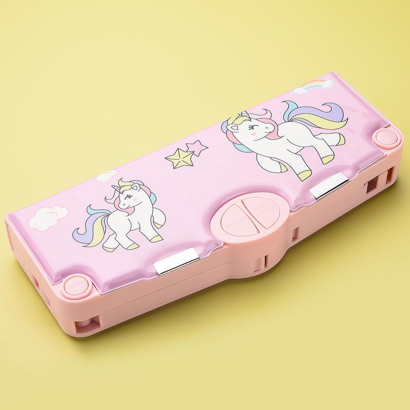 Multifunctional Large Capacity Double Layer Children's Pencil Case for Boys and Girls - Cute Plastic Box