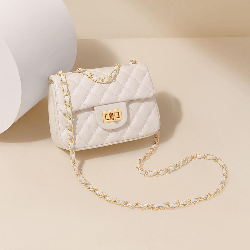 Bag Women's New Women's Bag Leather Shoulder Crossbody Bag Fashion High-end Diamond Chain Small Square Bag