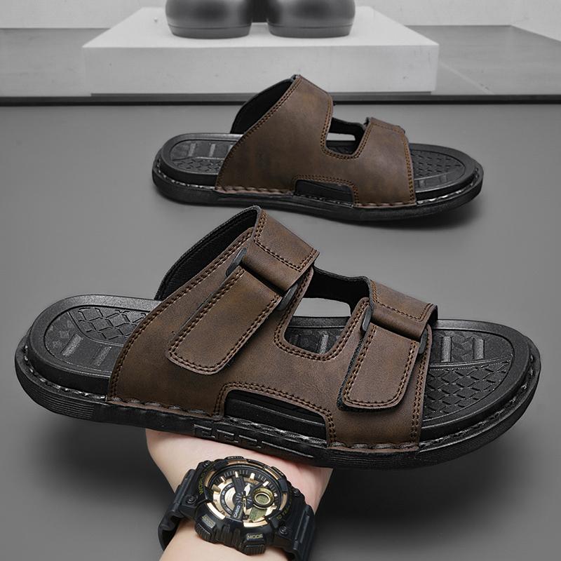 Fashion CYYTL Mens Slippers Summer Casual Shoes Beach Sandals Outdoor Slides Leather Walking Comfort Luxury Designer Fashion Lightweight