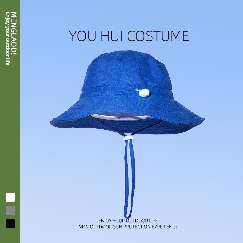 Barn enfärgad bucket hat sommar stor brätte UV-skydd solhatt söt baby mode mångsidig strandhatt