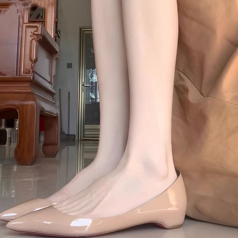 New Style Raised Pointed Flat Shoes In Nude Color, Super Light Cut Flat Shoes, Super Light Cut Single Shoes for Women