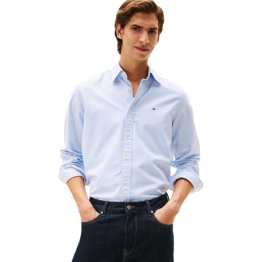 Tommy Hilfiger Regular Fit Stripe Stretch Oxford Shirt Men Shirts Blue M78J8439-C39