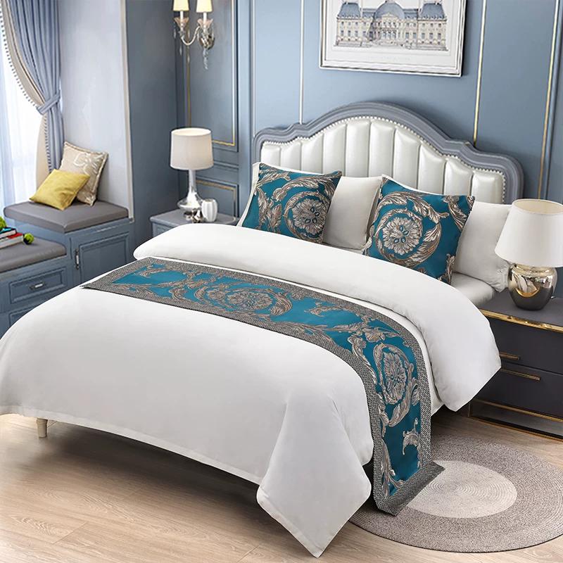 

1pcs Light Luxury Fashionable Bed End Towel European Bed Flag Hotel Home Bedding Dustproof Decorative Foot Mat Splicing Fabric Pillowcase None Core pillow cover 50x50cm 1pcs