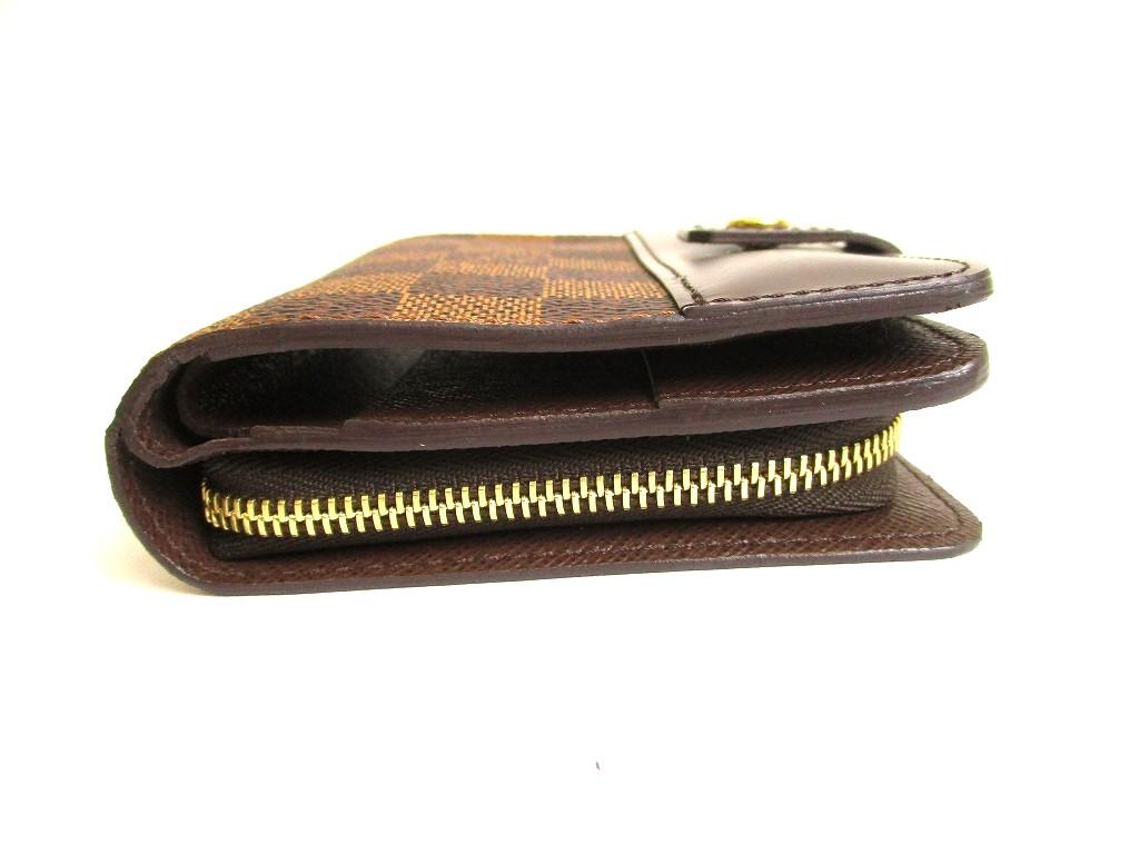 Authentic LOUIS VUITTON Damier Brown Leather Bifold Wallet Compact Zip #9750  Refurbished