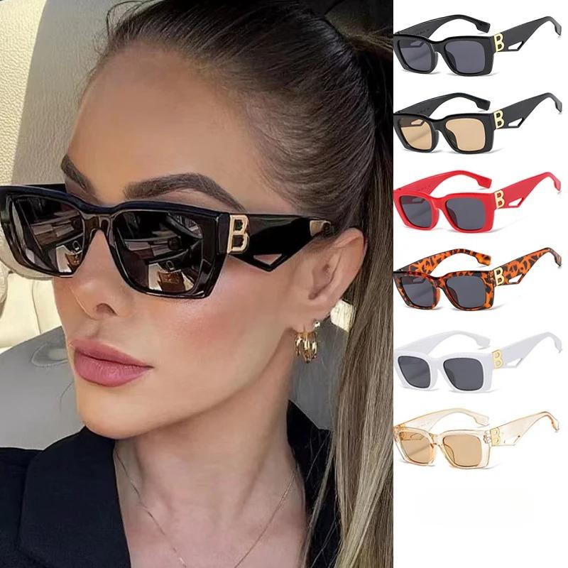 Retro Punk B-Shaped Small Box Sunglasses, Personalized Sunglasses, Trendy And Fashionable Sun Visors