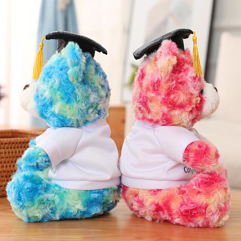 23-28cm Lovely  Plush Toy Stuffed Soft Colorful Kawaii Bear Animal Dolls Graduation Birthday Gifts