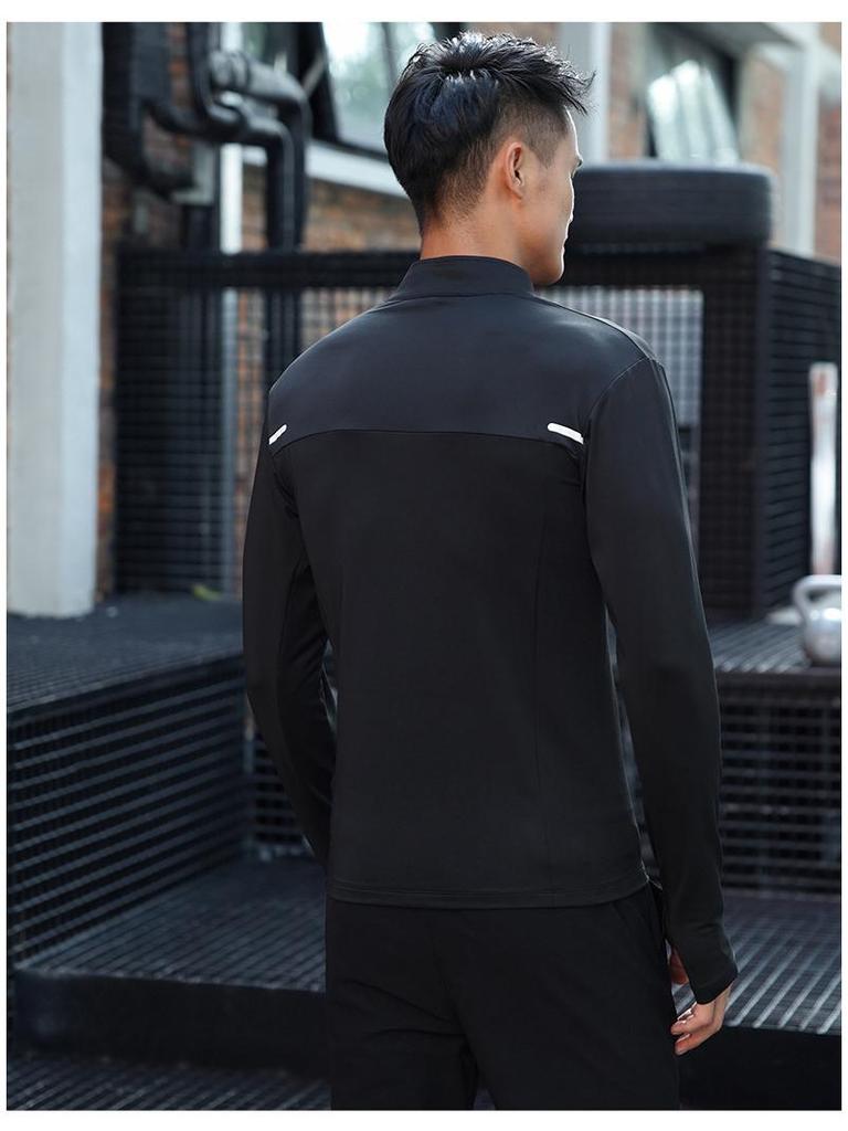 Men's Long Sleeve Half-Zip Quick-Dry Sport Shirt for Running, Training & Morning Runs - Spring, Autumn, Winter.