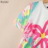 ZANZEA Women Funny Print Casual Round Neck Short Sleeve T-Shirts