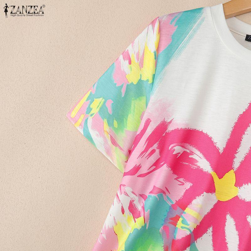 ZANZEA Women Funny Print Casual Round Neck Short Sleeve T-Shirts