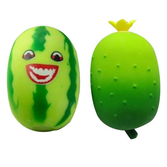 Stress Relief Simulation Cucumber Toy Anti-Anxiety Cartoon Watermelon Squeeze Toy Stretchy Vegetable Fidget Sensory Toy Office Worker Gift
