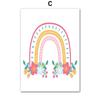 Cute Sun Rainbow Clouds Stars Flowers Nursery Wall Art Canvas Painting Cartoon Posters And Prints Pictures Baby Kids Room Decor