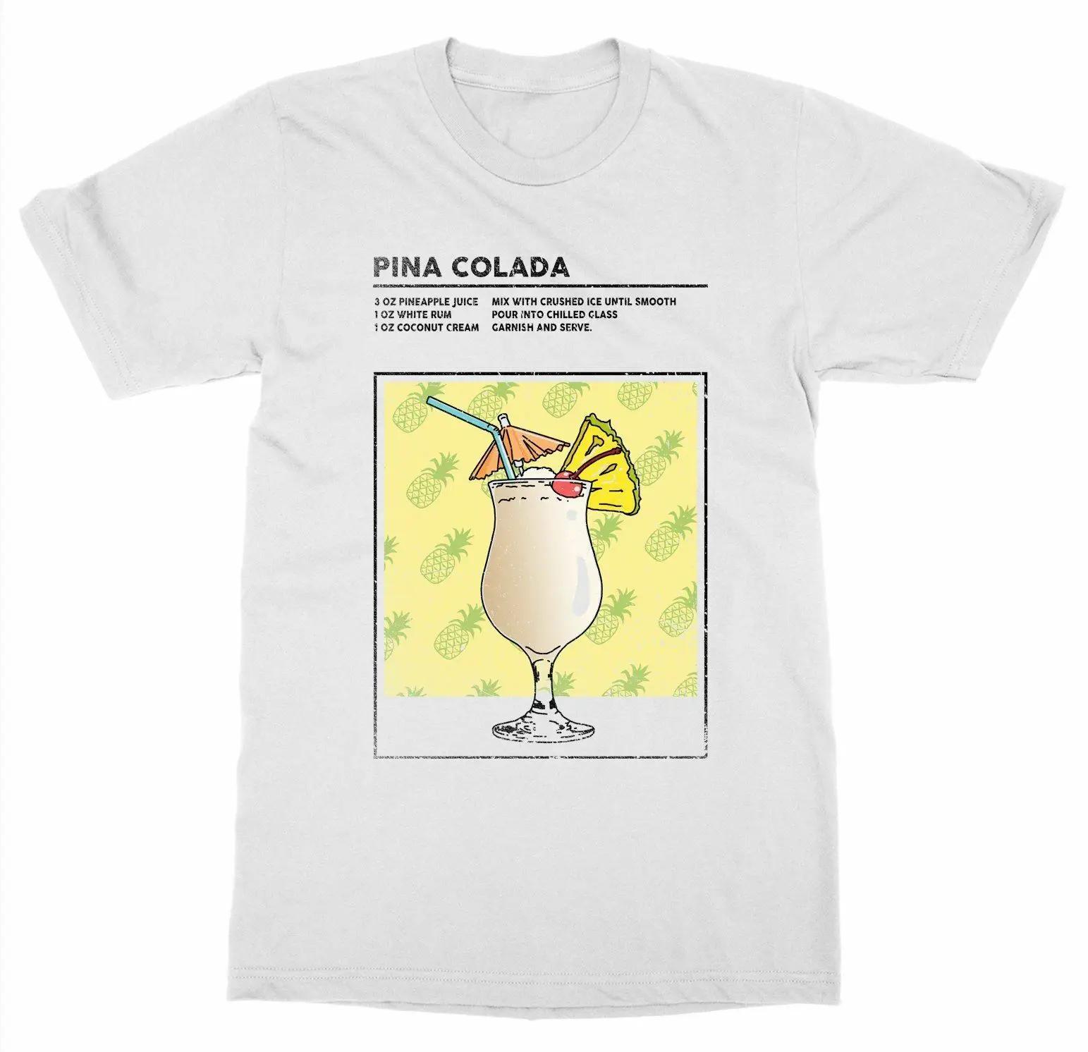 Mixed Drink Cocktail Pineapple Colada Happy Hour Bartender T Shirt Short Sleeve 100 Cotton Casual Tshirt Loose Top Size S3XL S