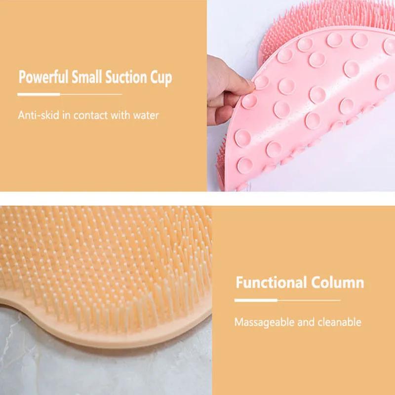 Foot Wash Brush Rub Back with Sucker Brush Bathroom Tool Foot Massage Pad Shower Massage Mat Exfoliating Bath Pad Bath Sponge