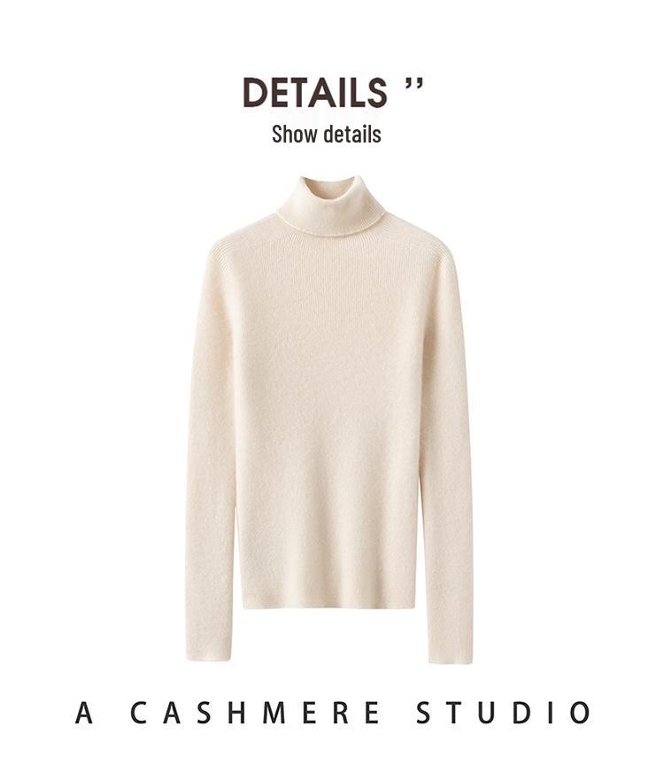 Women's Slim Fit High-Neck Pure Cashmere Sweater, Perfect for Autumn/Winter, Flattering Base Layer Knitwear by Consinee.