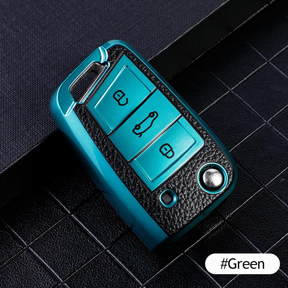 Leather Car Key Case Keys Full Cover Protection Shell Bag for VW Volkswagen Polo Tiguan Passat Golf Jetta Lavida Skoda