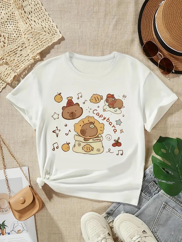 2025 Capybara Tshirt Kids Children TShirt capibara Cartoons Clothes Kid Girl Boy Capybaras T Shirt Baby Casual Top Clothes