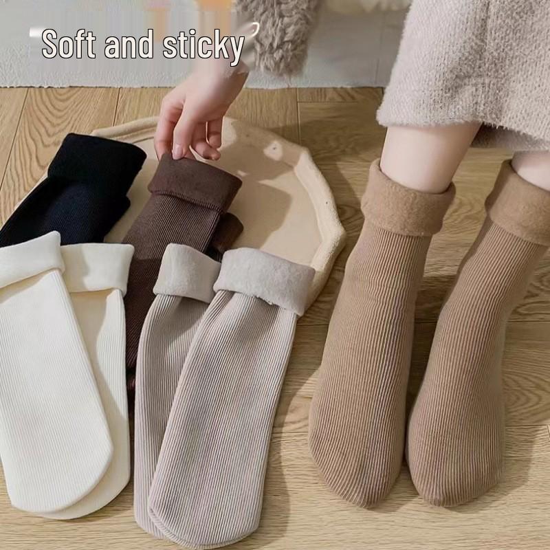 Earth Tone Maternity Mid-Calf Fleece-Lined Warm Snow Socks for Women - Vertical Stripe, Autumn/Winter.