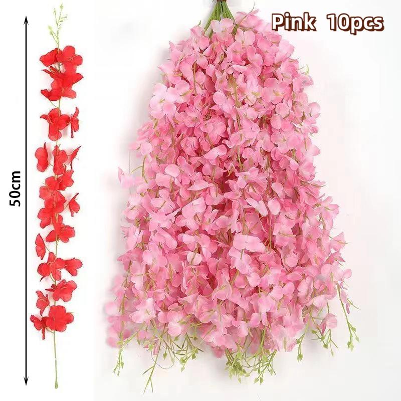 12pcs Thick Wisteria Flowers Fake Wisteria Hanging Flowers Artificial Wisteria Flowers Ceiling Flower Plants Exterior Decoration
