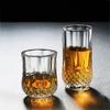 European Style Whiskey Glass Diamond Relief Glass Cup Classic Design Cocktail Glass Elegant Glassware for Personal and Party Use