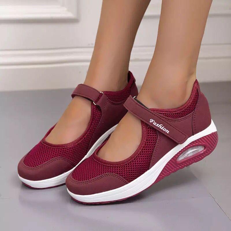 Stepping shoes women's shallow air cushion shoes spring and summer thick-soled mesh breathable soft-soled rocking shoes women's large size 4