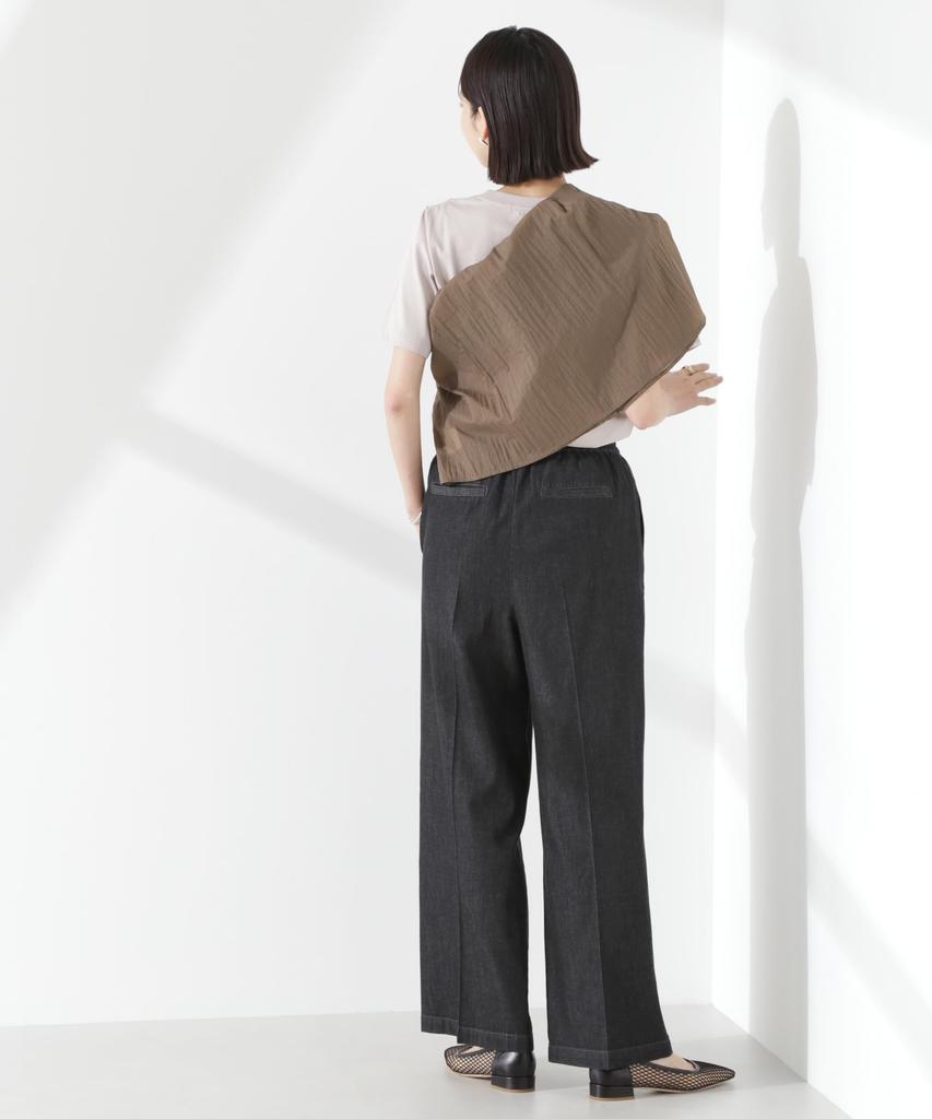 Nano Universe Light Denim Drawstring Pants with Center Press Be Paired with Other F 010 Black Women's (Can Items) 673-5127316