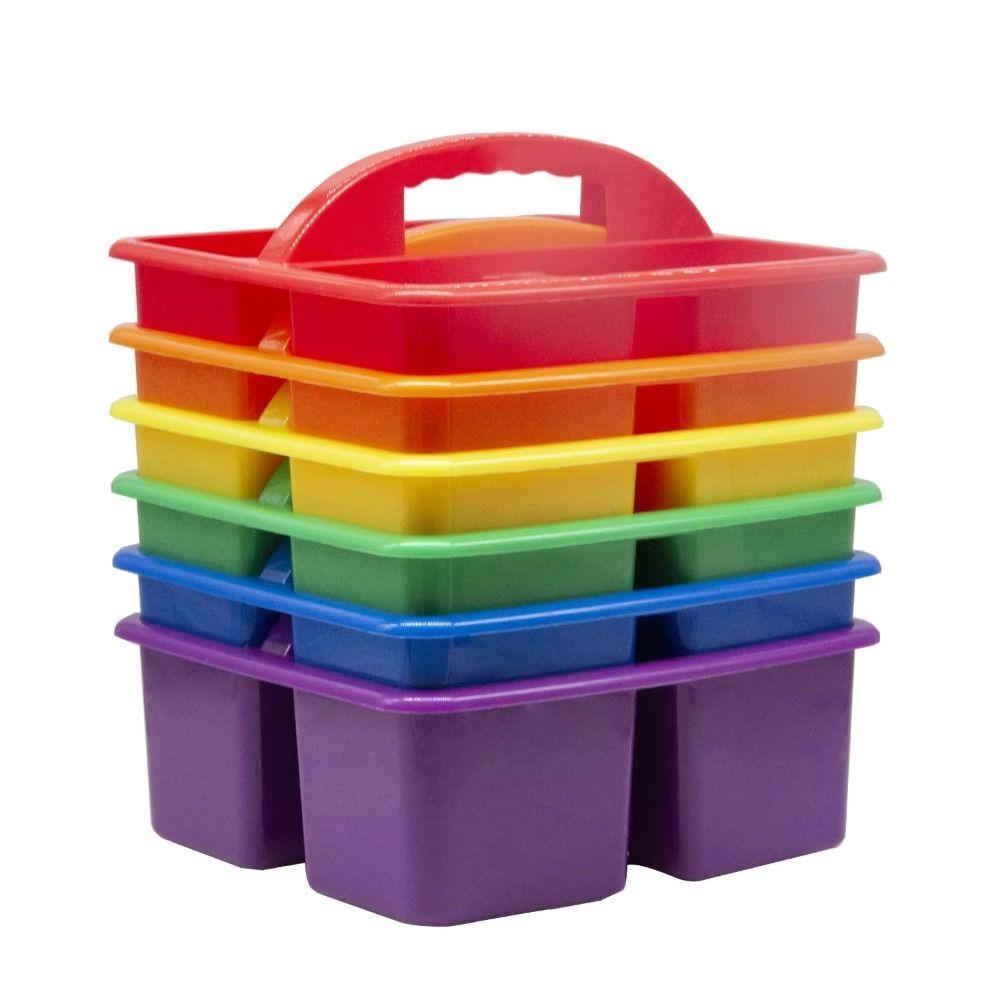 6Pcs/Set Stackable Stationary Storage Basket with Handles Desktop Storage Box  Pen