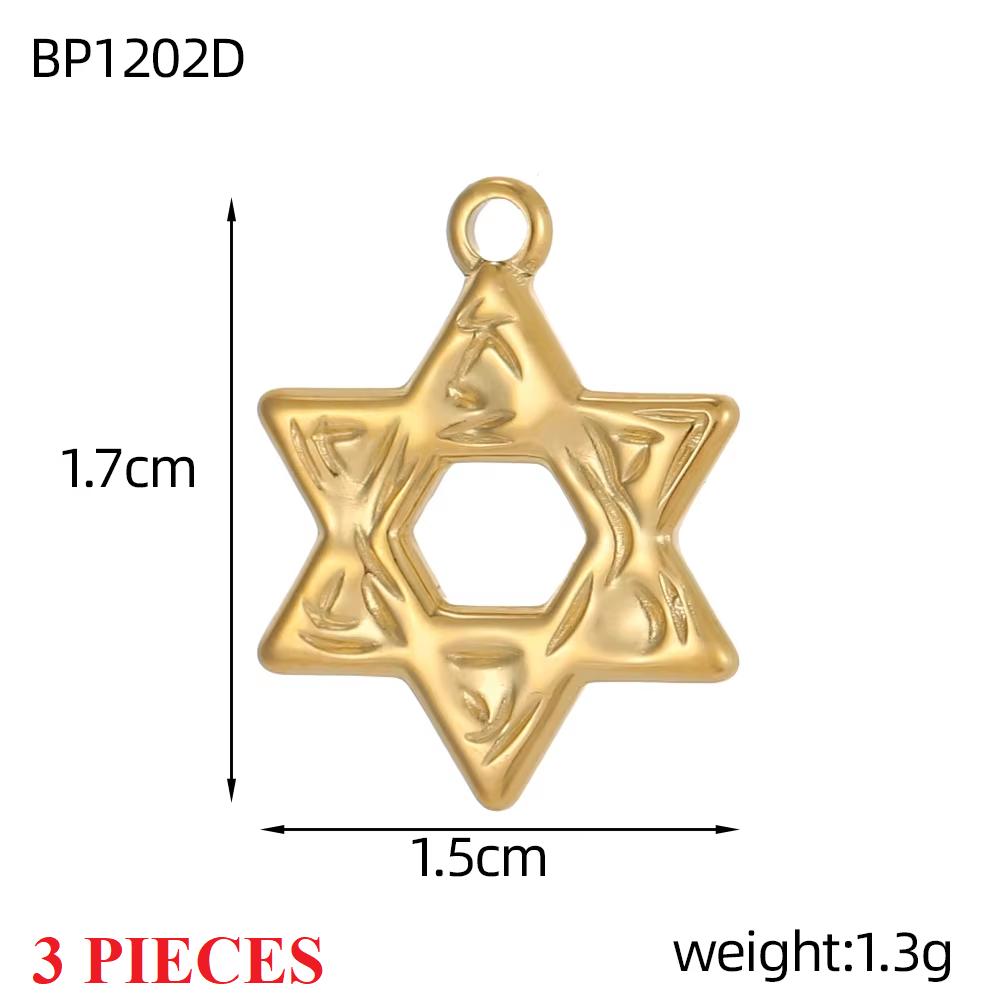 3PCS/LOT CARLIDANA Gold Plated Stainless Steel Charms Bow Knot Star Cross Butterfly Rose Heart Pendants DIY Jewelry