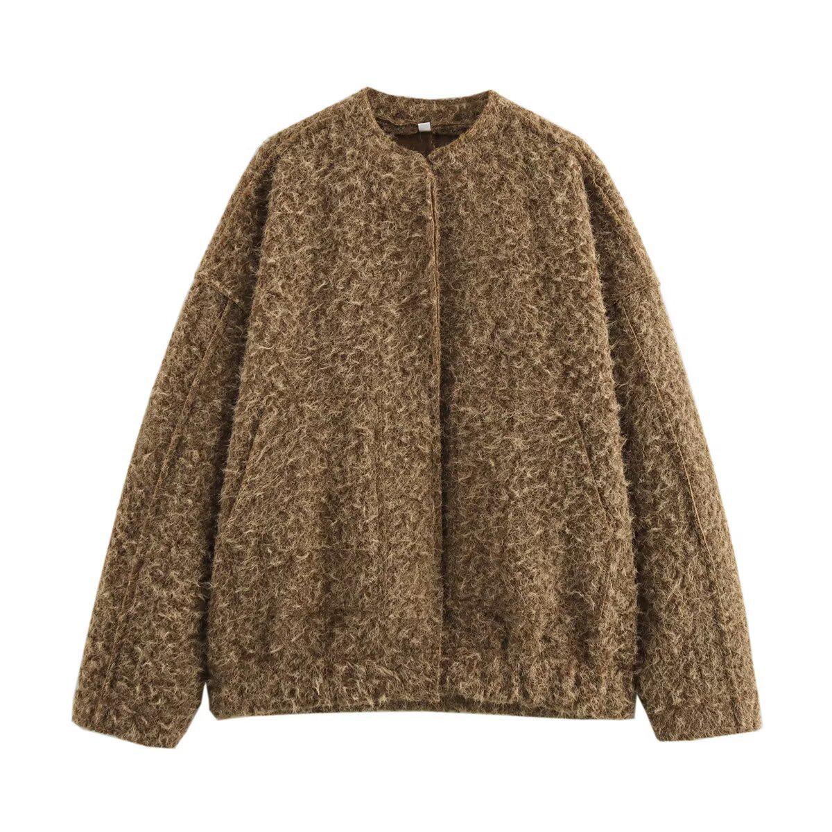 

Весна 2025 Женская мода Повседневная куртка с необработанным краем Small темно-коричневого