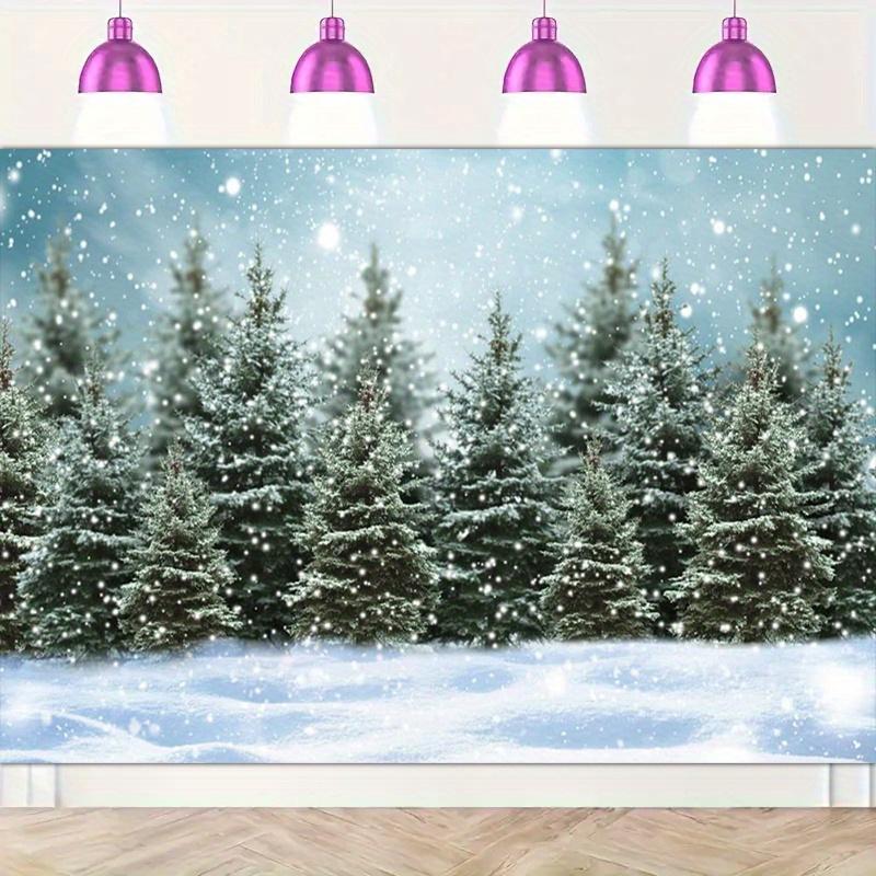 1Pcs Winter Forest Christmas Pine Tree Decoration Background Winter Backdrop For Photo Studio Photo Booth Party
