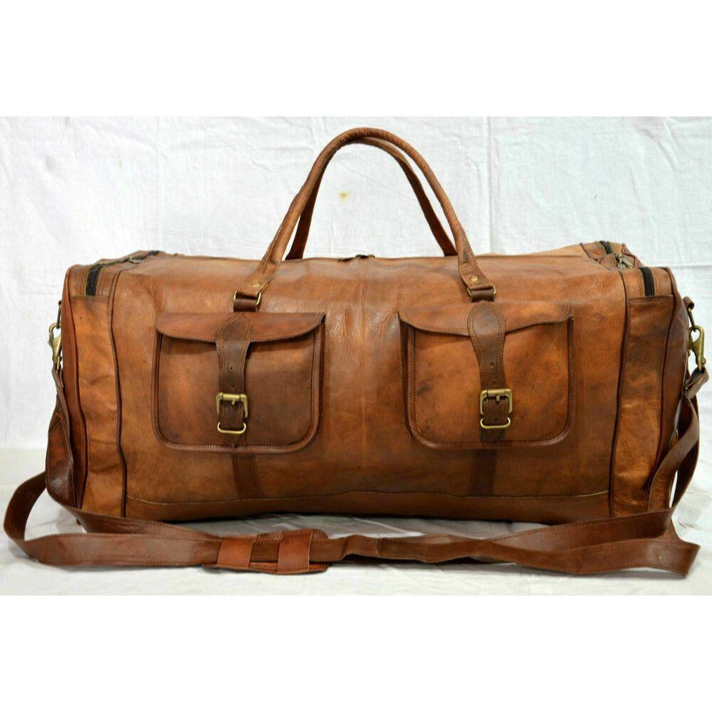 Leather Bag Genuine Travel Duffle Gym Vintage Weekend Overnight Men S Luggage