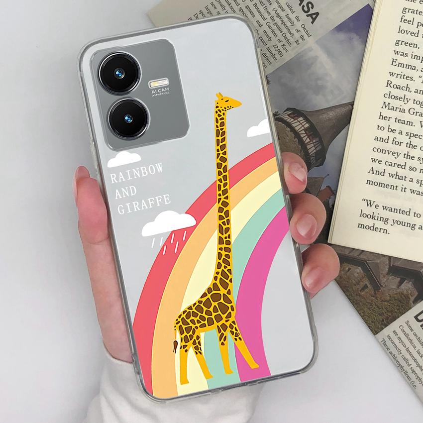 For Vivo Y22S Y27 Y33 Y35 Y36 Y37 Phone Case Beautiful Rainbow Pattern Screen Protector Transparent Soft Silicone Dustproof Shell For Vivo Bumper Bags