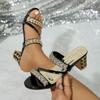 Sandals Women's New Rhinestone One-word Slippers Fashion Casual Wear Thick Heel Large Size Sandals