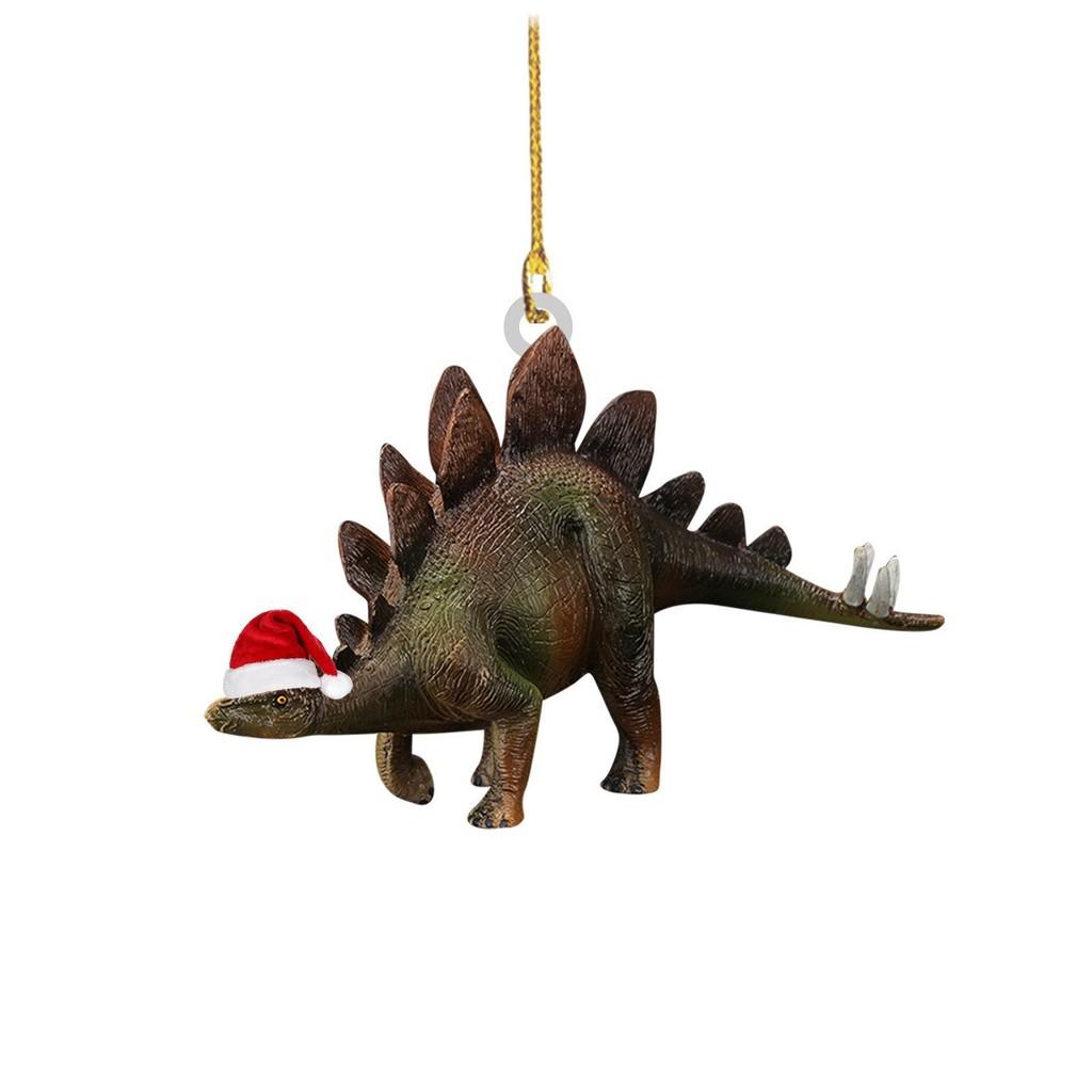 Festive Flat Dinosaur Acrylic Christmas Ornament Cheerful Vehicle Decoration Gift For All Ages