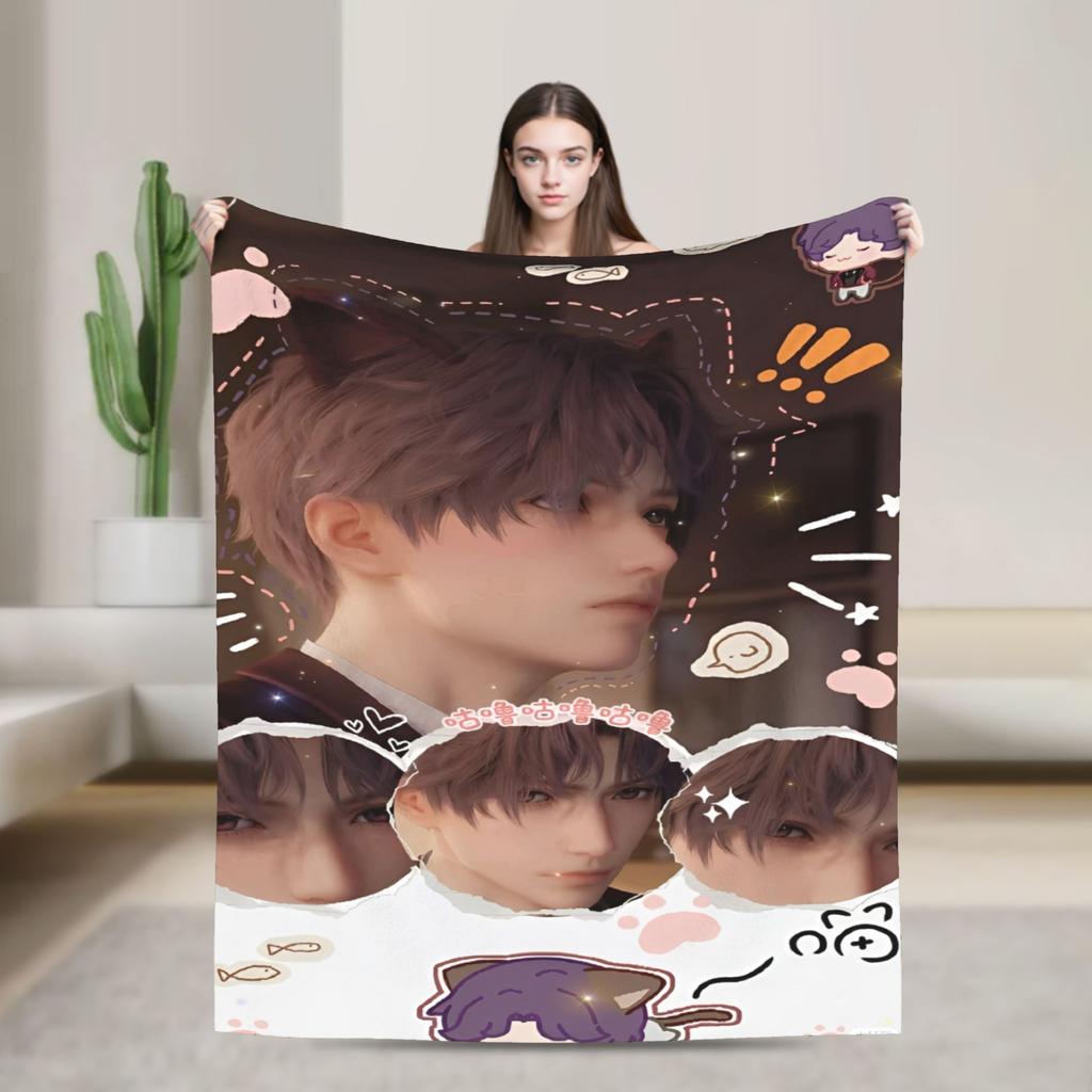 Love and Deepspace Rafayel Fuzzy Blanket Awesome Throw Blanket for Sofa Bedding Lounge 150*125cm Bedspread