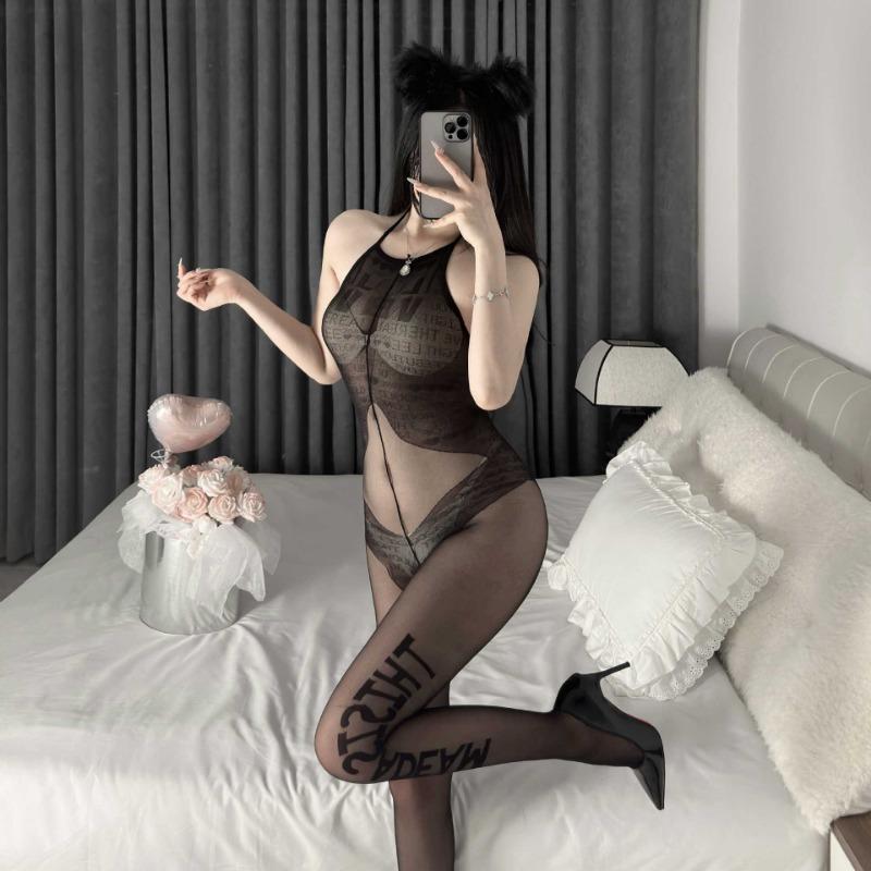 Pończochy do kostek Seksowne pończochy z literami Czysta pasja Siateczkowe pończochy z rozdarciem w kroku duży rozmiar darmowe kobiety