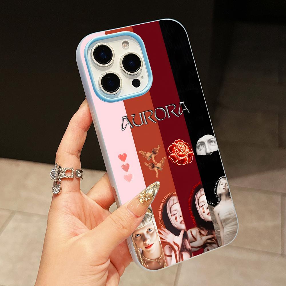 Aurora Aksnes Jelly Double Layer Light Blue Mobile Phone Case for iPhone 17 16 15 14 13 12 11 Air Pro Max Plus Protective